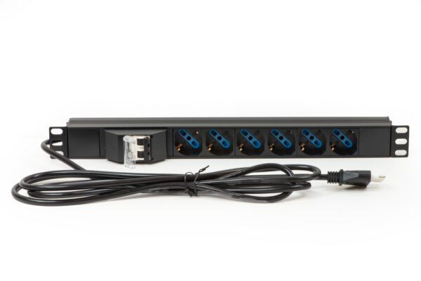 MULTIPRESA ALIMENTAZIONE PER RACK 19" CON 6 PRESE UNIVERSALI TRIPOLARI/SCHUKO MAGNETOTERMICA CAVO MT 3