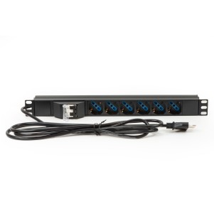 MULTIPRESA ALIMENTAZIONE PER RACK 19" CON 6 PRESE UNIVERSALI TRIPOLARI/SCHUKO MAGNETOTERMICA CAVO MT 3