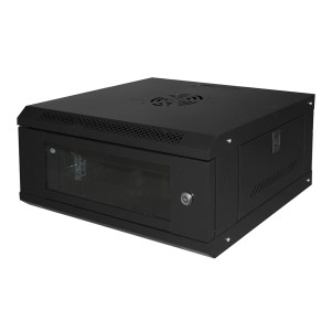 ARMADIO RACK 19" 4U LINK SERIE LIGHT COLORE NERO CON PORTA VETRO (AxPxL) MM 240X400X530 RIPIANO INCLUSO