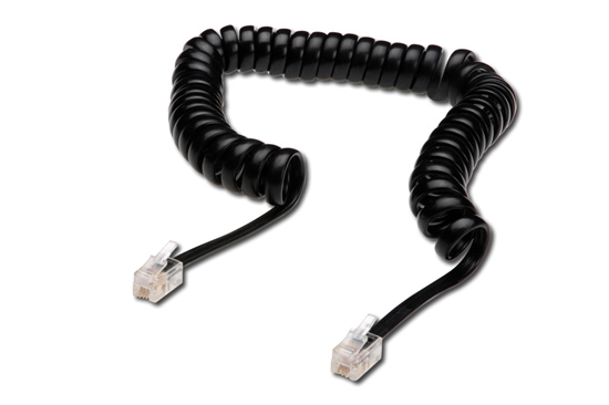 CAVO DI CONNESSIONE PER CORNETTA TELEFONICA A SPIRALE MT 2 (CM 30) COLORE NERO