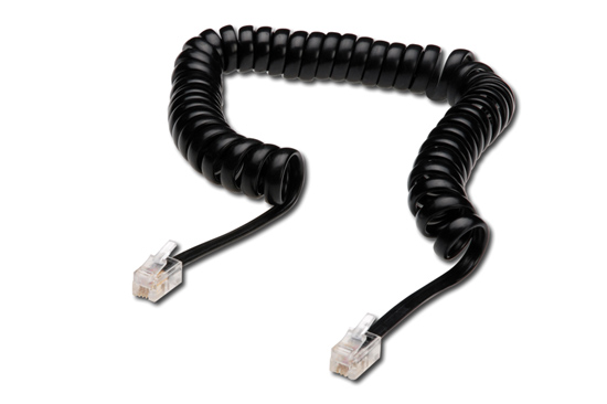CAVO DI CONNESSIONE PER CORNETTA TELEFONICA A SPIRALE MT 4 (CM 60) COLORE NERO