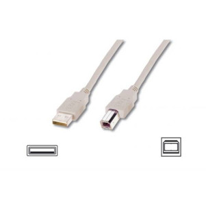 CAVO USB 2.0 CONNETTORI A-B, LUNGHEZZA MT. 3 COLORE  GRIGIO CHIARO