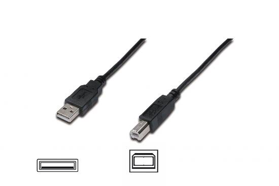 CAVO USB 2.0 CONNETTORI A-B, LUNGHEZZA MT. 3 COLORE NERO