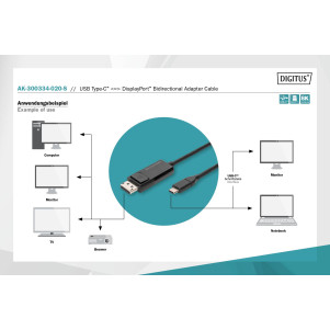 DIGITUS Cavo adattatore bidirezionale USB Type C  DisplayPort