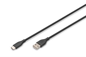 CAVO RICARICA GUAINA SILICONE USB-A / USB-C 0,5m, USB 2.0, 60W, NERO