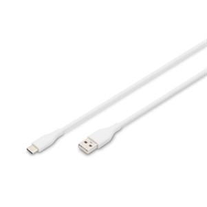 CAVO RICARICA GUAINA SILICONE USB-A / USB-C 1m, USB 2.0, 60W, BIANCO