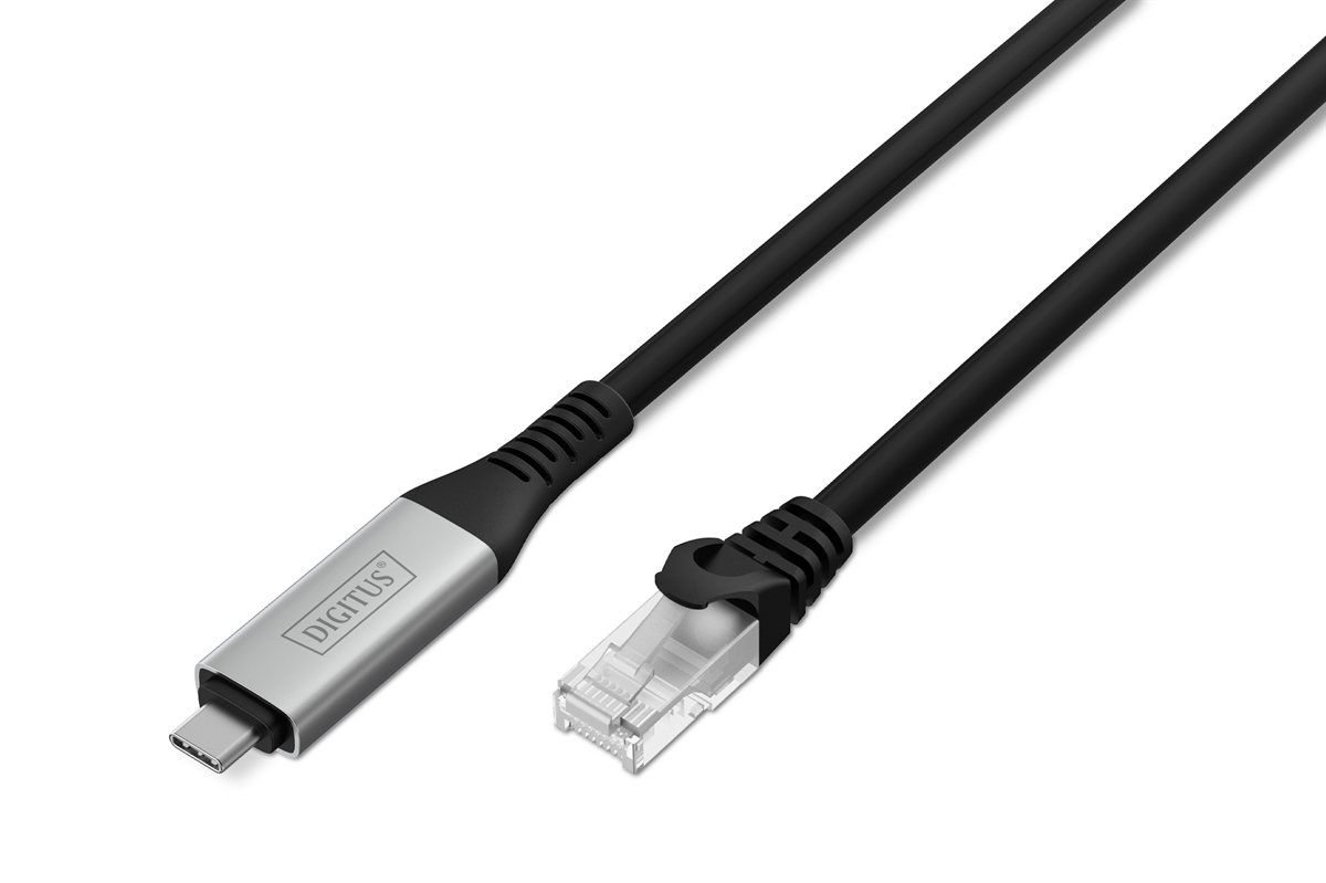 DIGITUS USB-C 3.2 Gen1 - Cavo Ethernet RJ45, 1Gbit/s, 5 mt. colore nero