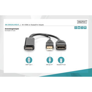 DIGITUS Adattatore da 4K- HDMI a DisplayPort