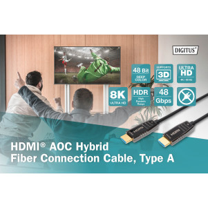 DIGITUS Cavo in fibra ottica ibrido HDMI¨ AOC, UHD 8K, 10 m