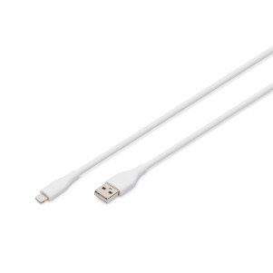 DIGITUS Cavo di collegamento in silicone Lightning,USB-A -Lightning 2 mt,bianco