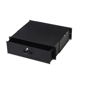 CASSETTO PER ARMADI RACK 19" CON SERRATURA, 3 UNITA' COLORE NERO RAL9005 (L/P/A) MM 485X480X134