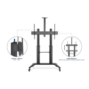 DIGITUS Carrello di presentazione per TV 70-120" max. 140 kg
