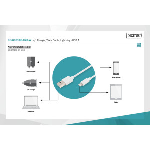 DIGITUS Da Lightning a cavo dati/di ricarica USB A, certificato MFI  mt 2