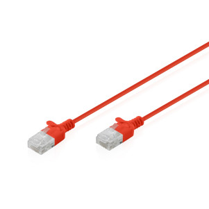 CAVO RETE CAT 6 U-UTP RAME LSZH SLIM 0.3 m, ROSSO