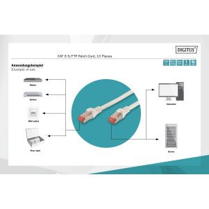 CONFEZIONE 10 CAVI CAT 6 SCHERMATI S/FTP MT 1 COLORE BIANCO DIGITUS