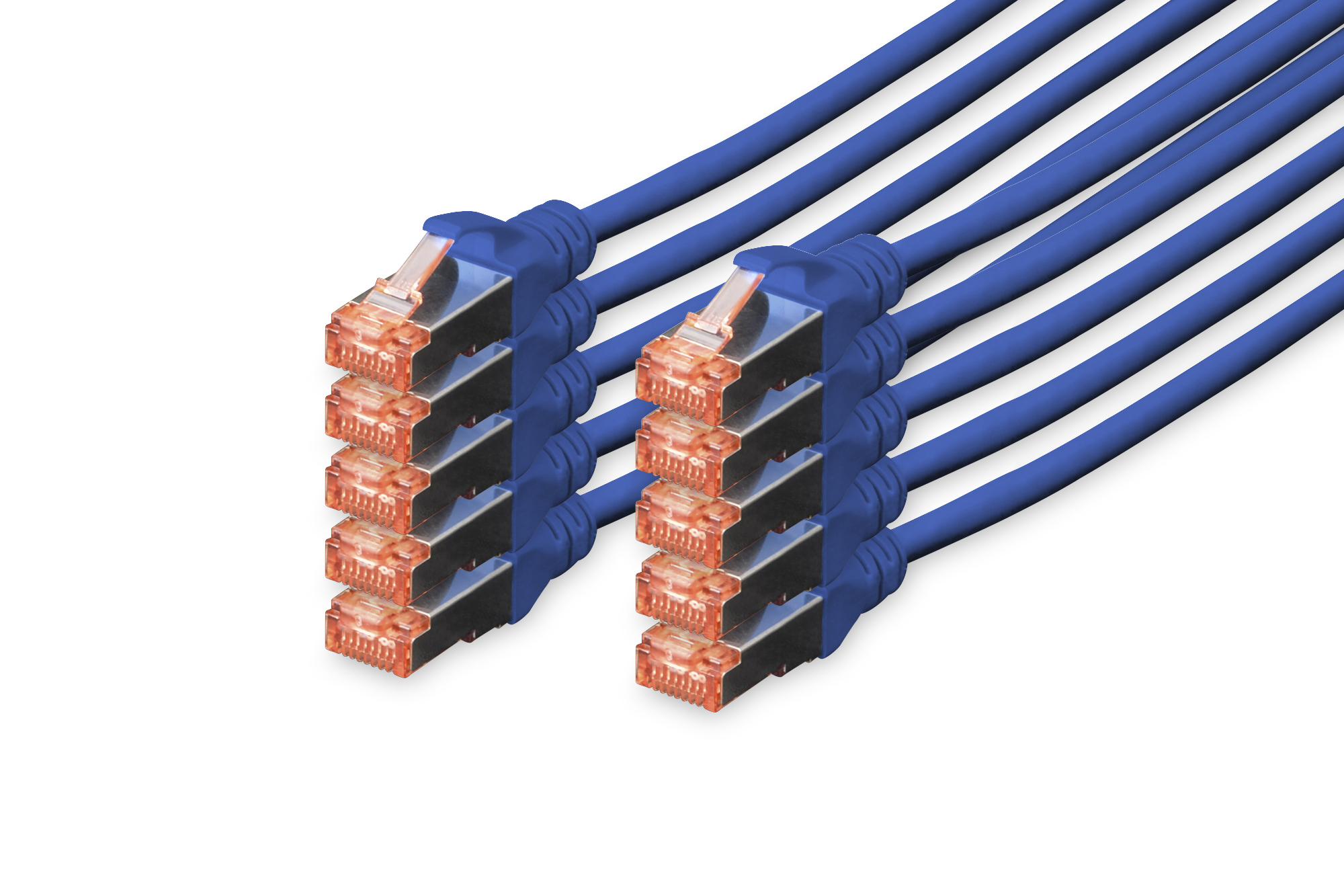 CONFEZIONE 10 CAVI CAT 6 SCHERMATI S/FTP MT 3 COLORE BLU DIGITUS