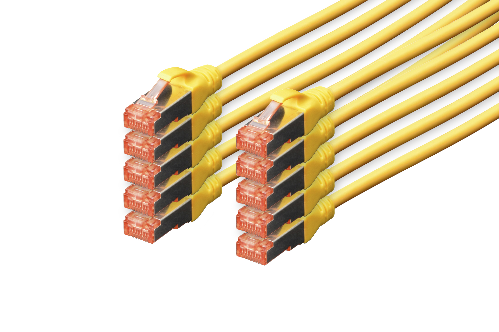 CONFEZIONE 10 CAVI CAT 6 SCHERMATI S/FTP MT 3 COLORE GIALLO DIGITUS