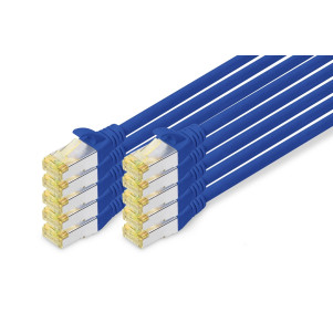 Cavo patch CAT 6A S/FTP, 10 pezzi lunghezza 0,25 mt. colore blu
