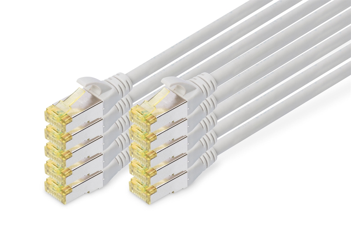 Cavo patch CAT 6A S/FTP, 10 pezzi lunghezza 0,5 mt. colore grigio