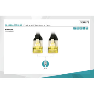 Cavo patch CAT 6A S/FTP, 10 pezzi lunghezza 0,5 mt. colore nero