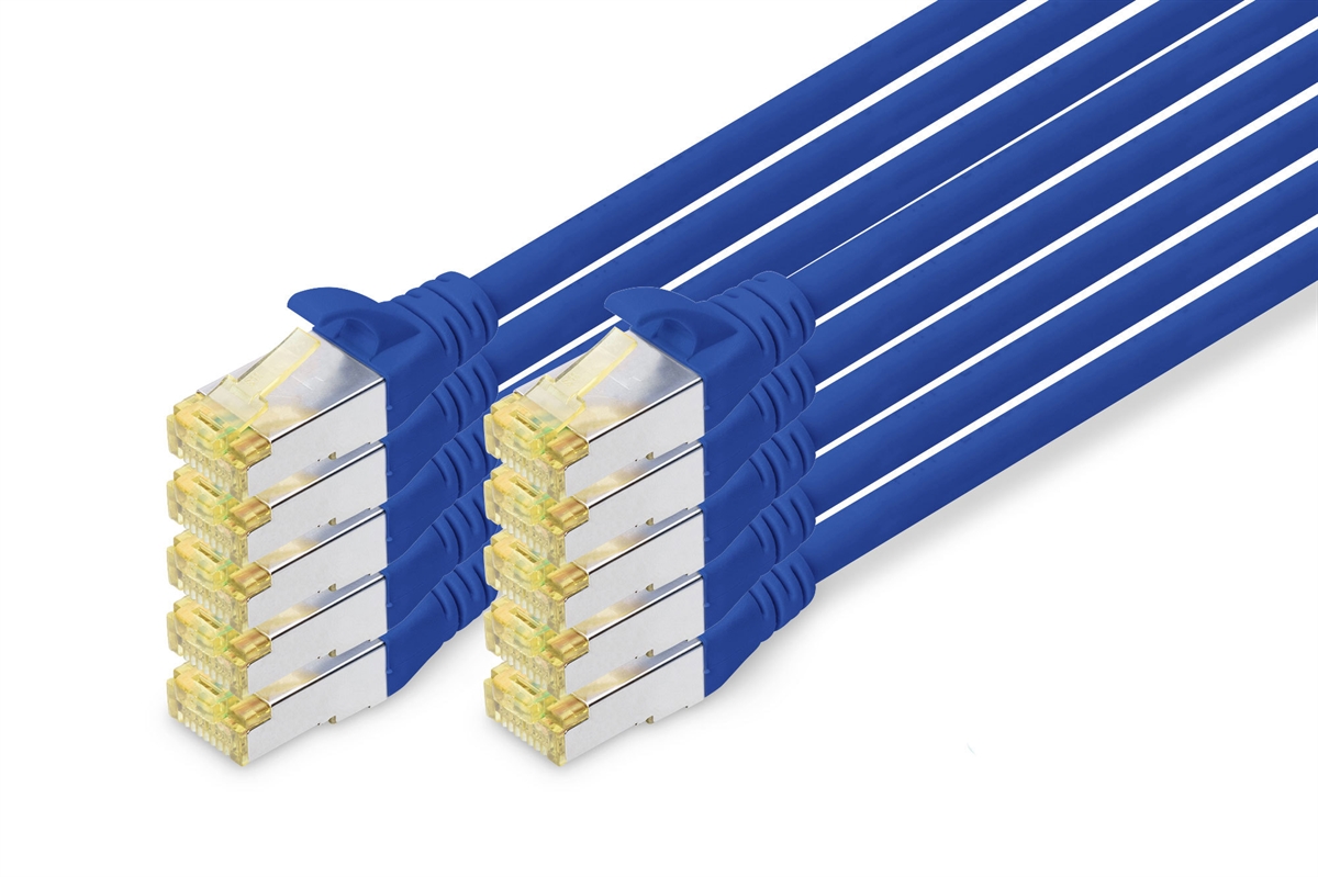 Cavo patch CAT 6A S/FTP, 10 pezzi lunghezza 1 mt. colore blu
