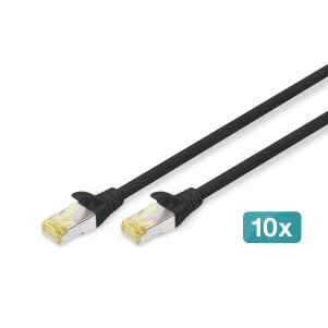 Cavo patch CAT 6A S/FTP, 10 pezzi 2 mt. colore nero
