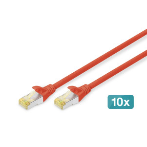 Cavo patch CAT 6A S/FTP, 10 pezzi  lunghezza 2 mt. colore rosso
