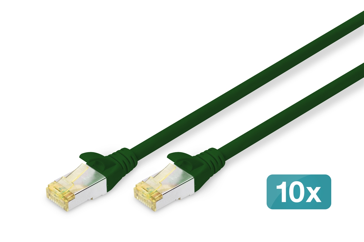 Cavo patch CAT 6A S/FTP, 10 pezzi , 3 mt. colore verde