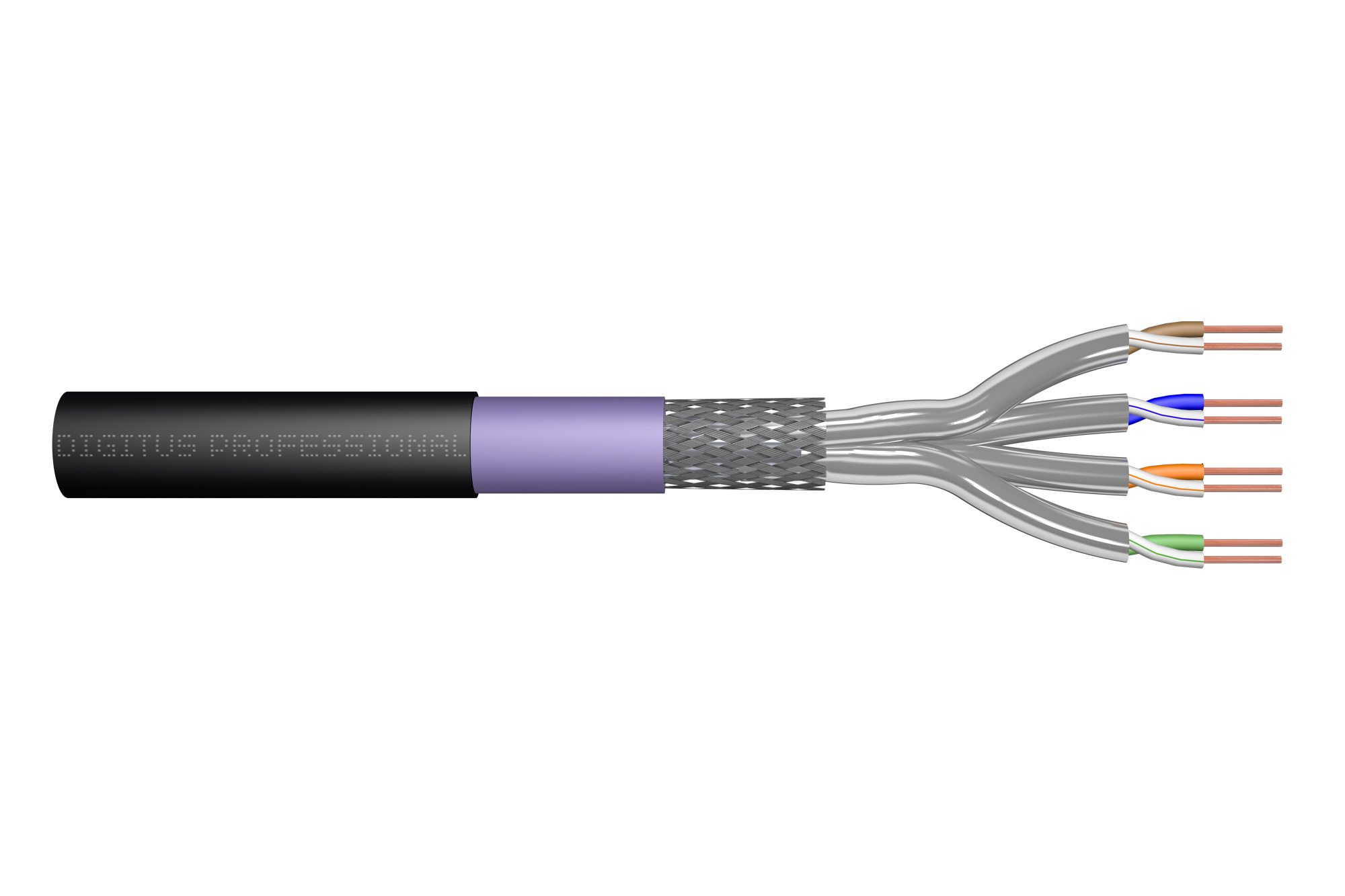CAVO SOLIDO DOPPIA SCHERMATURA S-FTP PER RETI CATEGORIA 7 MATASSA MT 100 GUAINA PE PER INSTALLAZIONI ESTERNE O SOTTERRANEE