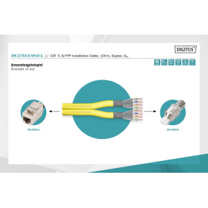 Cat.7A S/FTP, cavo di installazione, 100 mt, duplex, Dca-s1a d1 a1. Colore: giallo