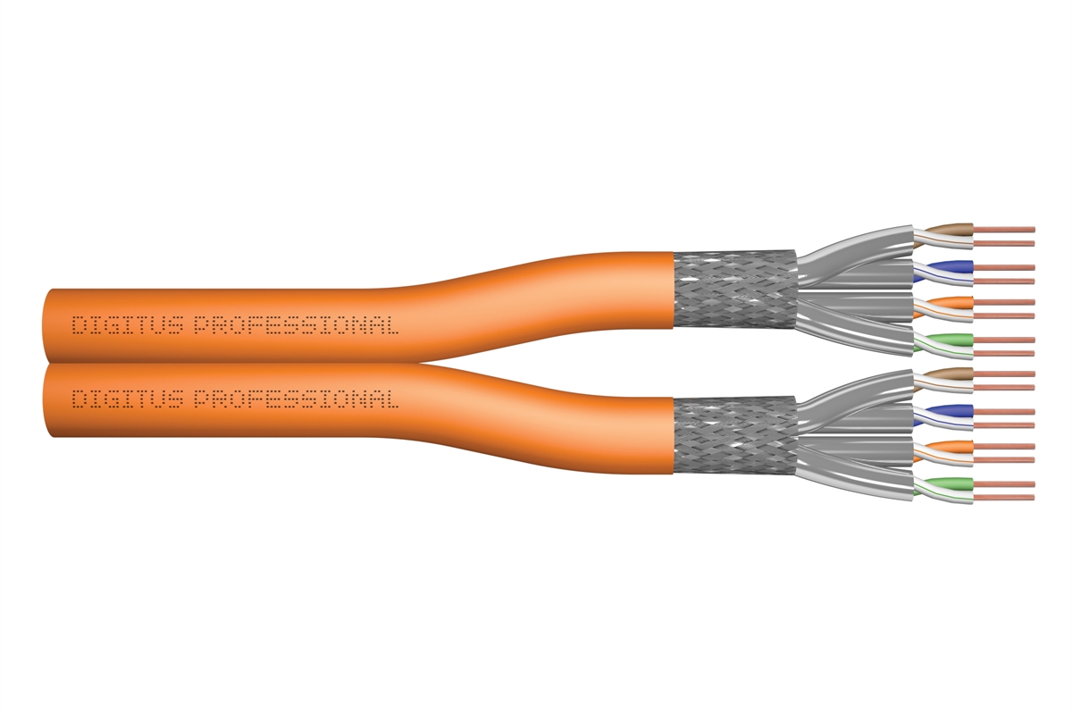 Cavo di installazione CAT 7 S/FTP, duplex, B2ca-s1a,d0,a1 500 mt. colore arancione