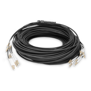 Cavo breakout universale in fibra ottica dotato di terminali, Multimode OM4, 8 fibre, LC/UPC - LC/UPC 100 mt. Colore: Nero