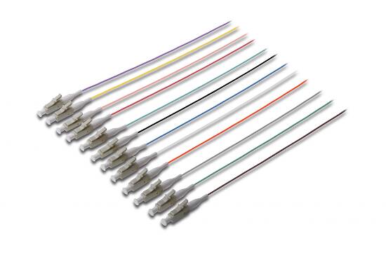SET 12 CAVI PIGTAIL FIBRA OTTICA COLORATI CONNETTORI LC OM3 50/125 UPC SIMPLEX