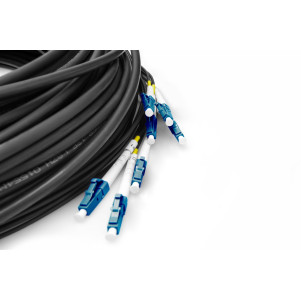 Cavo breakout universale in fibra ottica dotato di terminali, Multimode OS2, 8 fibre, LC/UPC - LC/UPC  150 mt. colore nero