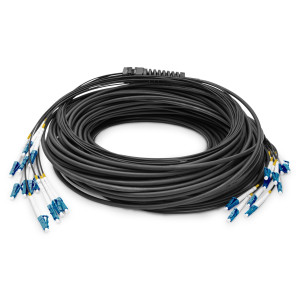 Cavo breakout universale in fibra ottica dotato di terminali, Multimode OS2, 12 fibre, LC/UPC - LC/UPC  30 mt. colore nero