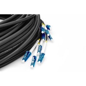 Cavo breakout universale in fibra ottica dotato di terminali, Multimode OS2, 12 fibre, LC/UPC - LC/UPC  150 mt. colore nero