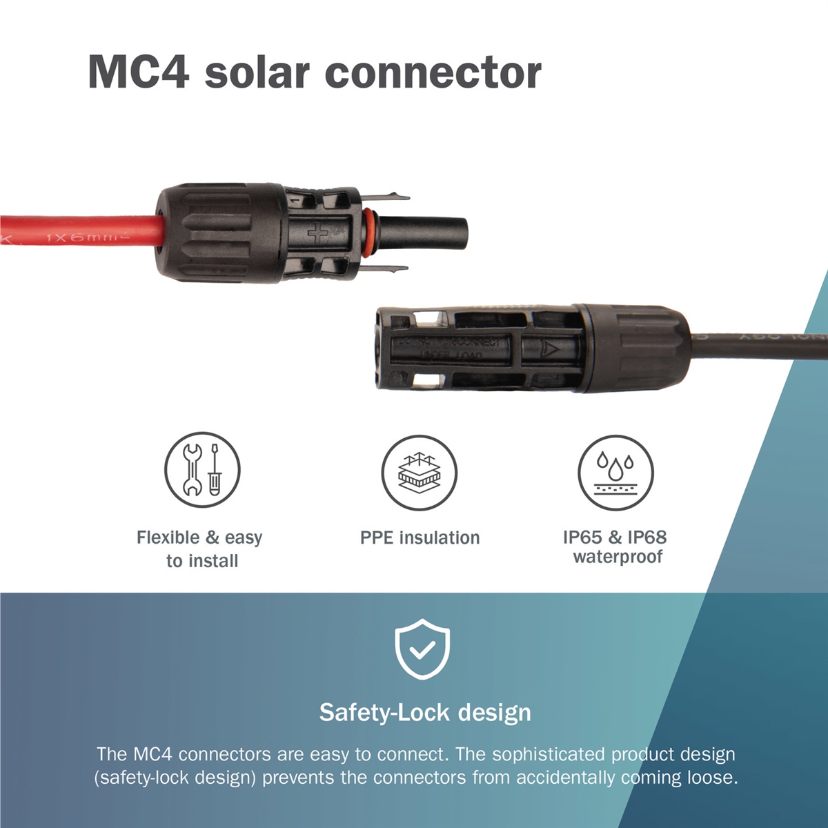 DIGITUS Prolunga cavo solare 1 m, 6 mm connessione MC4, cavo FV 1500 V DC, resistente ai raggi UV e alle intemperie, 2 cavi, 1x nero, 1x rosso