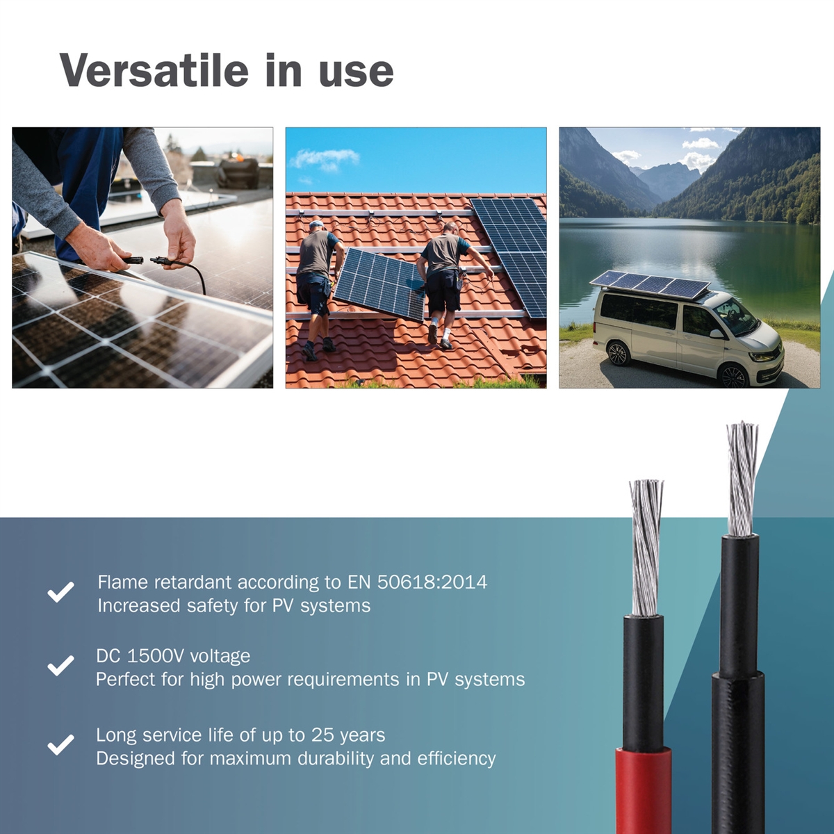 DIGITUS Prolunga cavo solare 3 m, 4 mm connessione MC4, cavo FV 1500 V DC, resistente ai raggi UV e alle intemperie, 2 cavi, 1x nero, 1x rosso