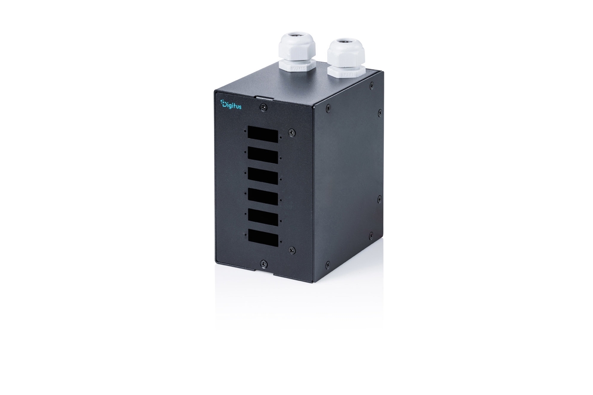 DIGITUS Distributore per guida DIN a fibre ottiche, 6 porte, SC DX/LC Quad, nero
