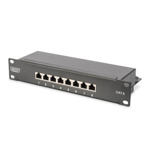ARMADIO RACK 9 UNITA' 10 CON 1 RIPIANO, MULTIPRESA, SWITCH DI RETE 8 PORTE GIGABIT, PANNELLO PATCH 8 PORTE, 10" CAVI DI RETE NERO DIGITUS