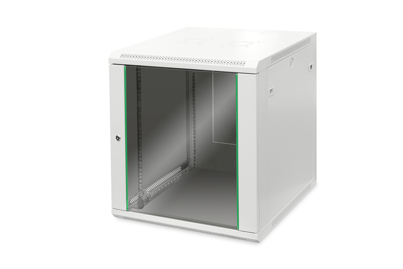 ARMADIO RACK 19" 16 UNITA' DA MURO (A)816 X (L)600 X PROFONDITA' 600 MM. COLORE GRIGIO PORTA VETRO