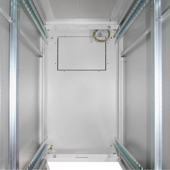ARMADIO 26 UNITÀ 19" PER RETI E SERVER MISURE (A)1299 X (L)600 X (P)1000 MM. COLORE GRIGIO CHIARO PORTA TRAFORATA