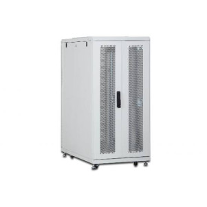 ARMADIO RACK 19" 26 UNITA' LINEA SERVER (A)1342 x (L)600 (P)1000MM. COLORE GRIGIO CHIARO CON PORTA TRAFORATA E RUOTE