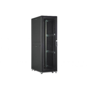 ARMADIO RACK 19" 42 UNITA' LINEA SERVER (A)1970 x (L)600 (P)1000MM. COLORE NERO CON PORTA TRAFORATA E RUOTE