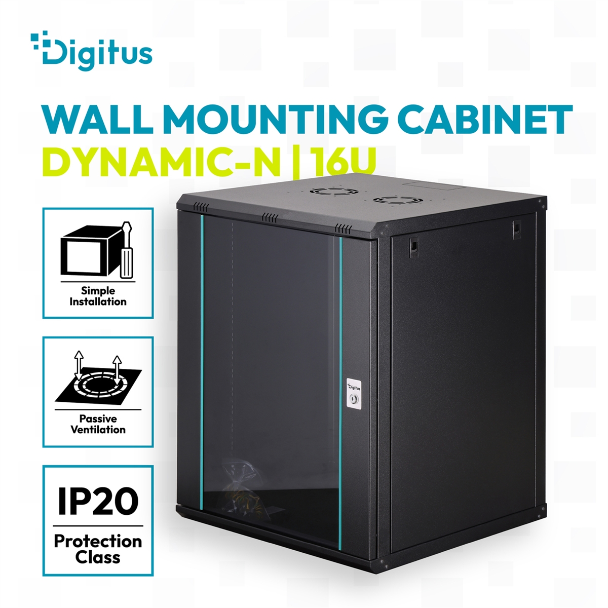 Armadio Rack 19" a Muro serie Dynamic-N - 600x600 mm (LxP), non montata