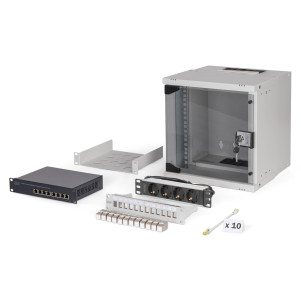 ARMADIO RACK DI RETE DIGITUS 10" CON ACCESSORI  - 6U, 315 x 300 mm (L x P)