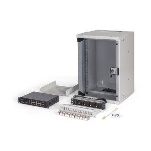 ARMADIO RACK DI RETE DIGITUS 10" CON ACCESSORI  - 9U, 315 x 300 mm (L x P)