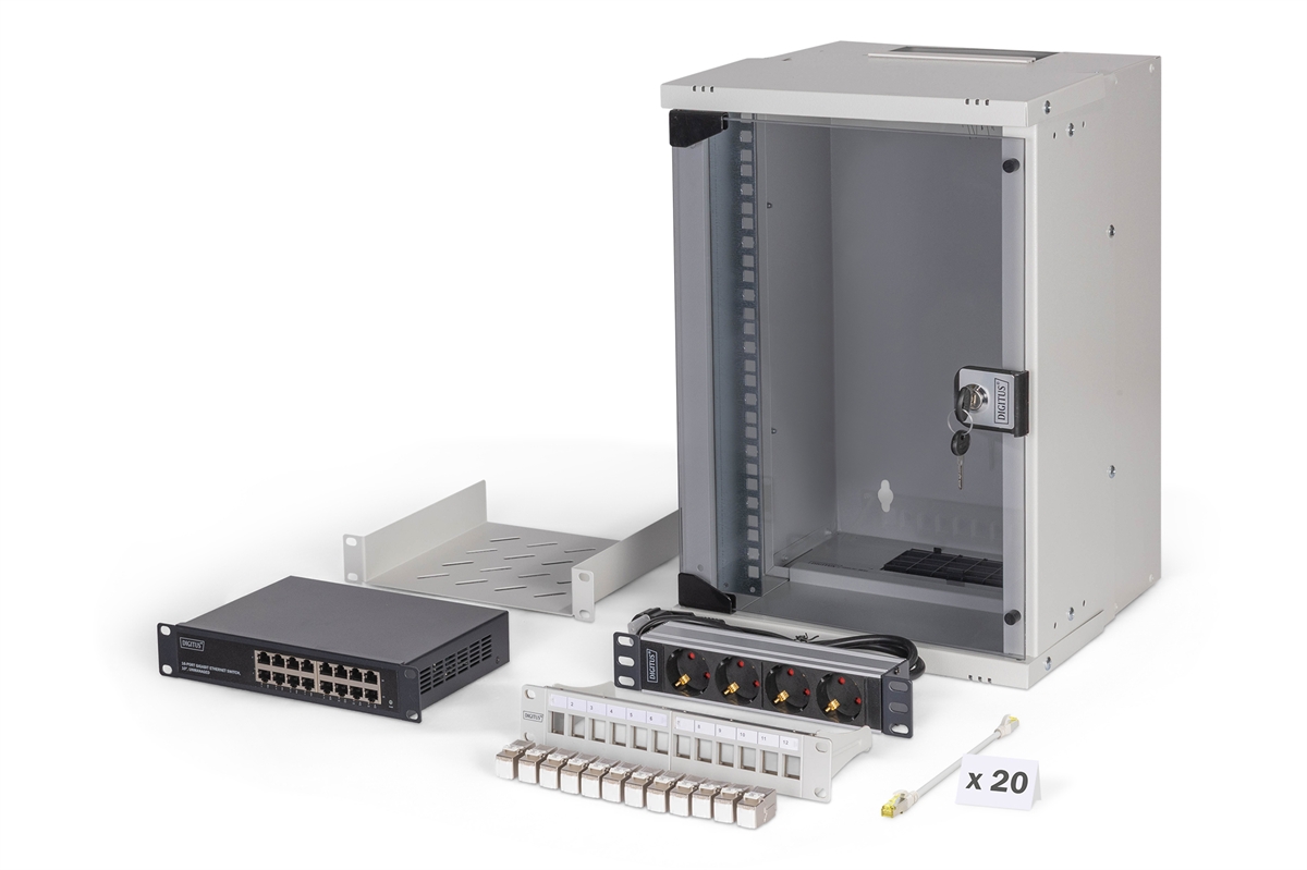 ARMADIO RACK DI RETE DIGITUS 10" CON ACCESSORI  - 9U, 315 x 300 mm (L x P)