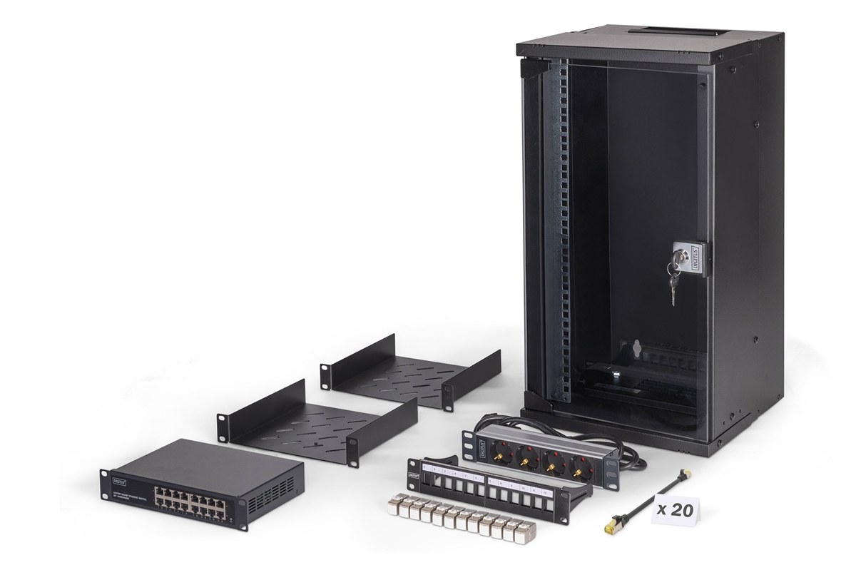 ARMADIO RACK DI RETE DIGITUS 10" CON ACCESSORI  - 12U, 315 x 300 mm (L x P)