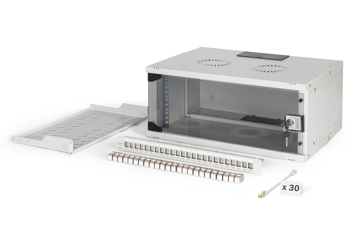 ARMADIO RACK DI RETE DIGITUS 19" CON ACCESSORI - 4U, 540 x 400 mm (L x P)